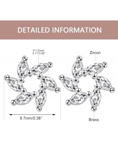 White Gold Plated Cubic Zirconia Post Stud Earrings Set for Women Round Heart CZ Halo Studs Faux Diamond Stud Earrings Y4142 ...