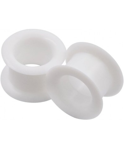 2 PC Colorful Hard Silicone Flexible Ear Skin Tunnels Plugs Hollow Ear Gauges 2G-25mm hard-white 16mm(5/8") $8.39 Body Jewelry