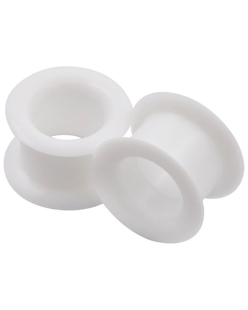 2 PC Colorful Hard Silicone Flexible Ear Skin Tunnels Plugs Hollow Ear Gauges 2G-25mm hard-white 16mm(5/8") $8.39 Body Jewelry