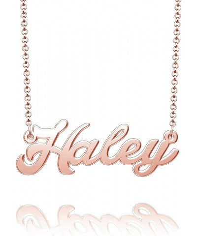 Sterling Silver Pendant Customized Plate Personalized Name Necklace Gift for Women Couple Haley Rose Gold $10.49 Necklaces