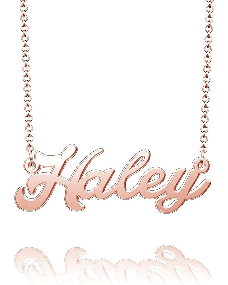 Sterling Silver Pendant Customized Plate Personalized Name Necklace Gift for Women Couple Haley Rose Gold $10.49 Necklaces