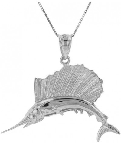 Sea Life Collection .925 Sterling Silver Sailfish Marlin Swordfish Pendant Necklace - Choice of Pendant Only or Chain Length ...