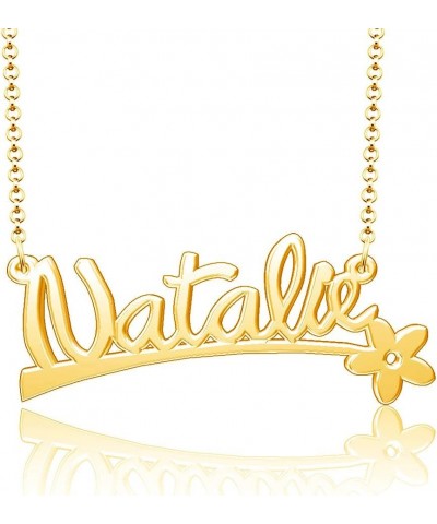 24k Gold Plated Flower Personalized Nameplate Custom Name Necklace Natalie $12.65 Necklaces