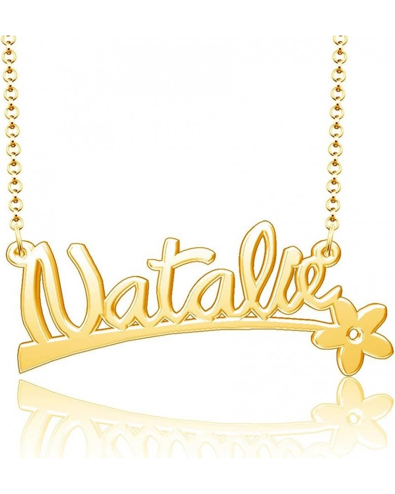 24k Gold Plated Flower Personalized Nameplate Custom Name Necklace Natalie $12.65 Necklaces