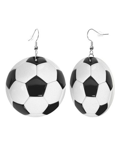 Pickleball Earrings Faux Leather Round Earring Lightweight Dangle for Women Girls White6 $6.83 Earrings