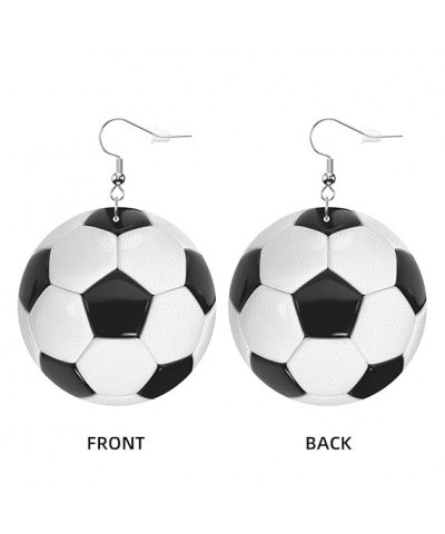 Pickleball Earrings Faux Leather Round Earring Lightweight Dangle for Women Girls White6 $6.83 Earrings