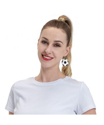 Pickleball Earrings Faux Leather Round Earring Lightweight Dangle for Women Girls White6 $6.83 Earrings