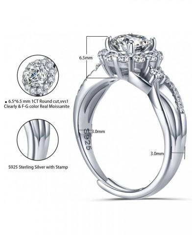 1 Carat Moissanite Adjustable Engagement Ring Wedding Promise 925 Sterling Silver Solitaire Rings for Women (Flower Ring) $22...