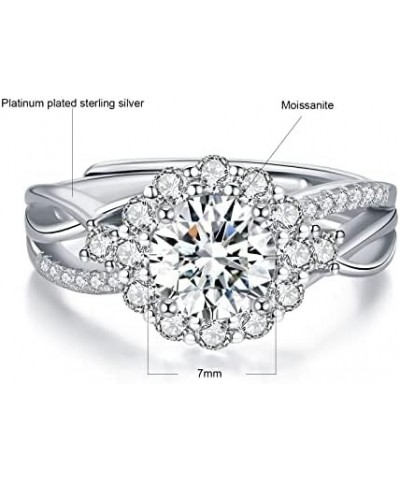 1 Carat Moissanite Adjustable Engagement Ring Wedding Promise 925 Sterling Silver Solitaire Rings for Women (Flower Ring) $22...