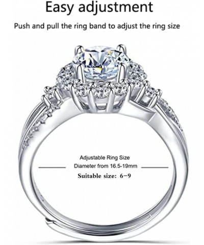 1 Carat Moissanite Adjustable Engagement Ring Wedding Promise 925 Sterling Silver Solitaire Rings for Women (Flower Ring) $22...