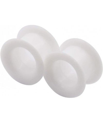 2 PC Colorful Hard Silicone Flexible Ear Skin Tunnels Plugs Hollow Ear Gauges 2G-25mm hard-white 16mm(5/8") $8.39 Body Jewelry