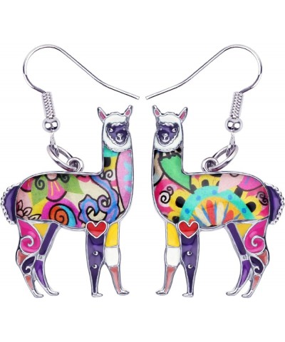 Enamel Alloy South America Alpaca Earrings Drop Dangle Fashion Unique Animal Jewelry For Women Girls Gift Charms Purple $8.00...