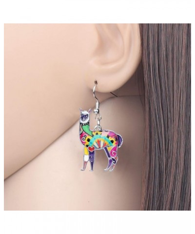 Enamel Alloy South America Alpaca Earrings Drop Dangle Fashion Unique Animal Jewelry For Women Girls Gift Charms Purple $8.00...