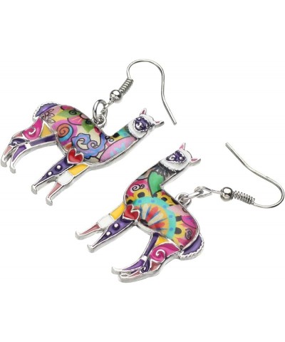 Enamel Alloy South America Alpaca Earrings Drop Dangle Fashion Unique Animal Jewelry For Women Girls Gift Charms Purple $8.00...