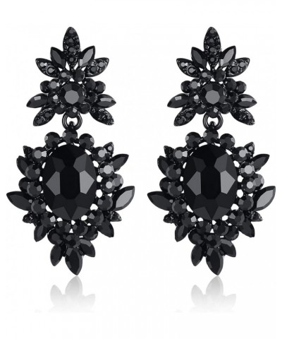 Vintage Floral Teardrop Butterfly Wing Black Austrian Crystal Drop Dangle Earrings for Women Bride Gift D-4 $11.79 Earrings