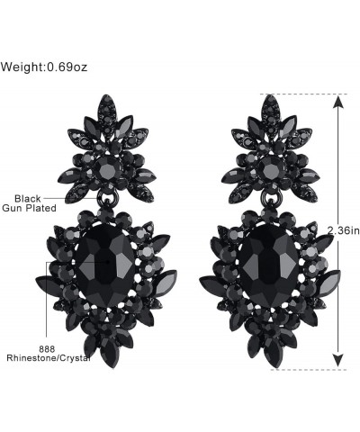 Vintage Floral Teardrop Butterfly Wing Black Austrian Crystal Drop Dangle Earrings for Women Bride Gift D-4 $11.79 Earrings