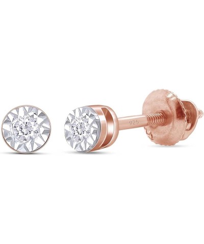 Round Cut White Natural Diamond Stud Earrings In 14K Gold Over Sterling Silver (0.02 Ct) rose-gold-plated-silver $17.48 Earrings