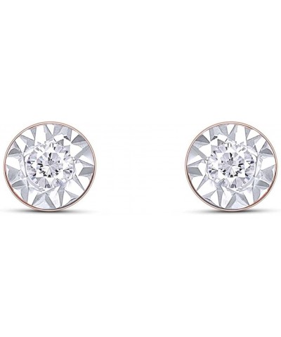 Round Cut White Natural Diamond Stud Earrings In 14K Gold Over Sterling Silver (0.02 Ct) rose-gold-plated-silver $17.48 Earrings