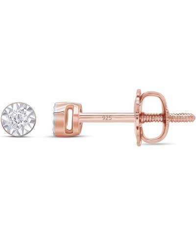 Round Cut White Natural Diamond Stud Earrings In 14K Gold Over Sterling Silver (0.02 Ct) rose-gold-plated-silver $17.48 Earrings