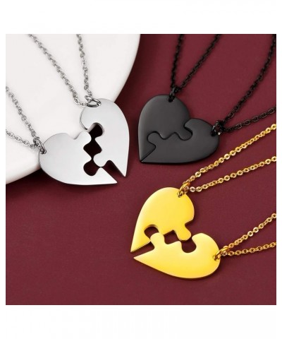 BFF Puzzle Stitching Necklace 2/3/4/5/6/7/8 Pcs Stainless Steel Personalized Name Heart Pendants Family Love Jewelry Free Eng...