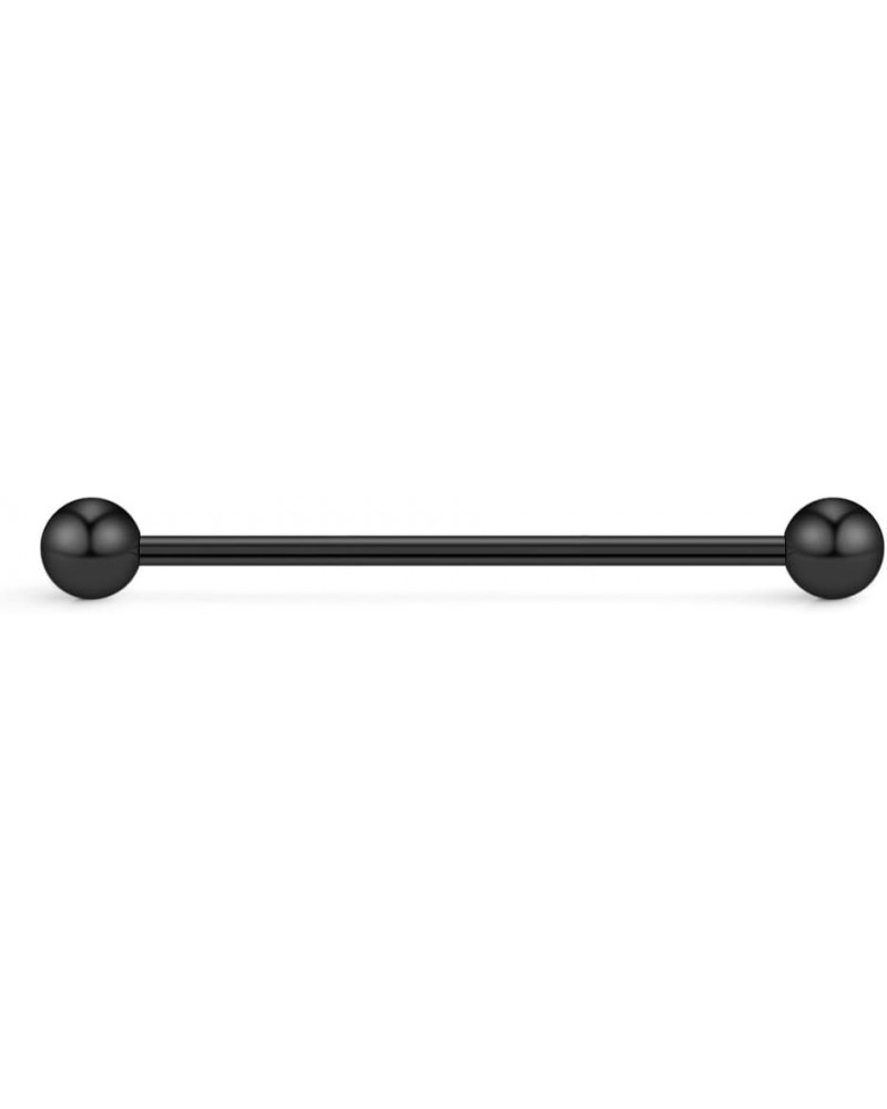 14 Gauge Short Industrial Barbell Cartilage Earring Body Piercing Jewelry 1 1/4 Inch(32mm) 1PC - Black $6.88 Body Jewelry