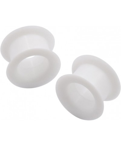 2 PC Colorful Hard Silicone Flexible Ear Skin Tunnels Plugs Hollow Ear Gauges 2G-25mm hard-white 16mm(5/8") $8.39 Body Jewelry