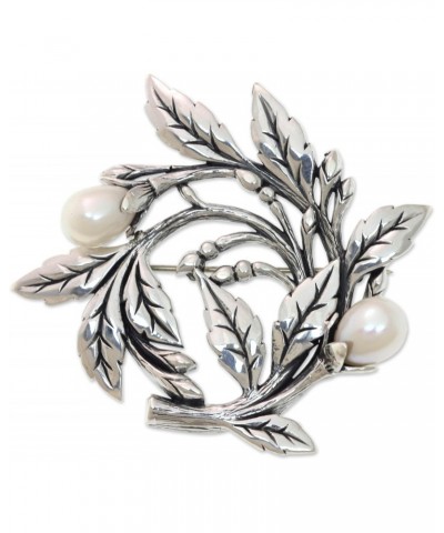 Artisan Handmade Cultured Freshwater Pearl Brooch Pin Artisan from Bali .925 Sterling Silver White Indonesia 'Budding Cotton'...