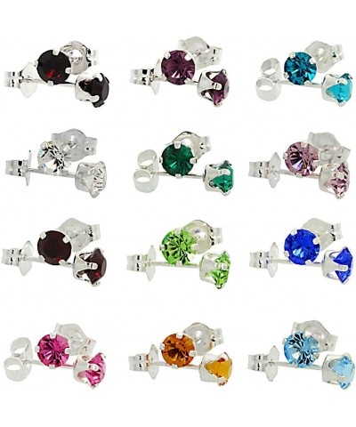 Sterling Silver 4mm Round Birthstone Crystal Stud Earrings with Swarovski Crystals 1/2 ct total August_Birthstone $11.12 Earr...