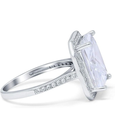 Halo Emerald Cut Art Deco Engagement Ring Round Cubic Zirconia 925 Sterling Silver Simulated Cubic Zirconia $15.36 Rings