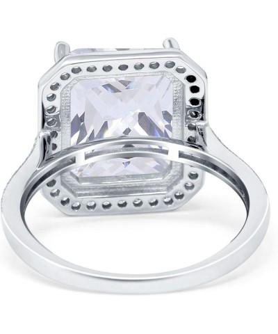 Halo Emerald Cut Art Deco Engagement Ring Round Cubic Zirconia 925 Sterling Silver Simulated Cubic Zirconia $15.36 Rings