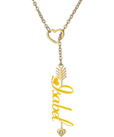 Heart Shaped Arrow Y Necklace with Name 18 + 2 in Made of PVD Gold Plated Stainless Steel Isabel Stainless Steel $8.26 Necklaces