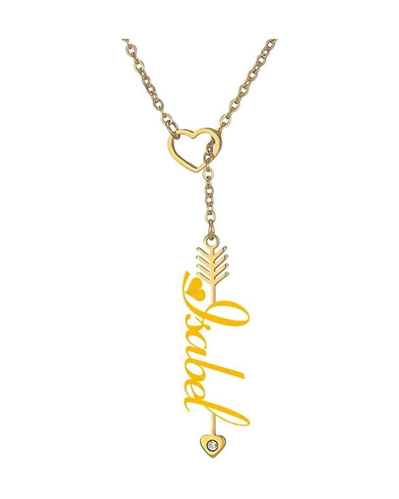 Heart Shaped Arrow Y Necklace with Name 18 + 2 in Made of PVD Gold Plated Stainless Steel Isabel Stainless Steel $8.26 Necklaces