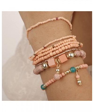 8pcs Bohemian Stretch Bracelet Stackable Vintage Bracelets String Multilayered Bracelets Beach Anklets Tassel Beads Strand Br...