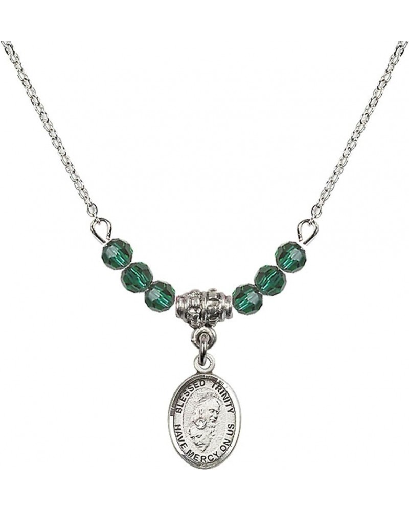 May Birth Month Bead Necklace with Catholic Patron Saint Petite Charm, 18 Inch Blessed Trinity $32.51 Necklaces