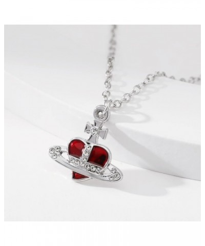 3D Saturn Planet Necklace Skull Cross Heart for Women Men Red Heart Necklace $6.23 Necklaces