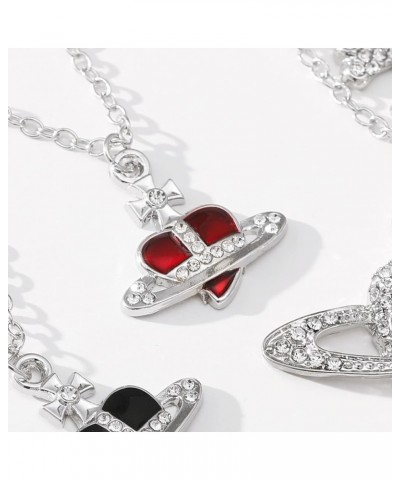 3D Saturn Planet Necklace Skull Cross Heart for Women Men Red Heart Necklace $6.23 Necklaces