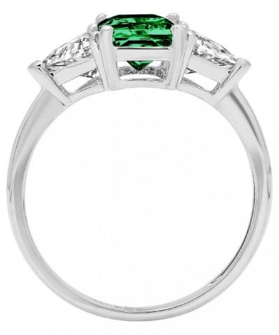 2.94ct Emerald cut 3 stone Solitaire Simulated Green Emerald Engagement Promise Anniversary Bridal Ring 14k White Gold $121.6...