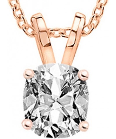 0.74 Carat 14K White Gold Cushion Diamond Solitaire Pendant Necklace I Color VS2 Clarity 0.74 Carat 14K Rose Gold $441.56 Nec...