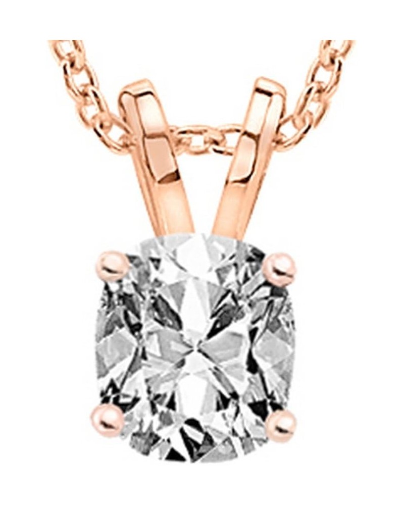 0.74 Carat 14K White Gold Cushion Diamond Solitaire Pendant Necklace I Color VS2 Clarity 0.74 Carat 14K Rose Gold $441.56 Nec...