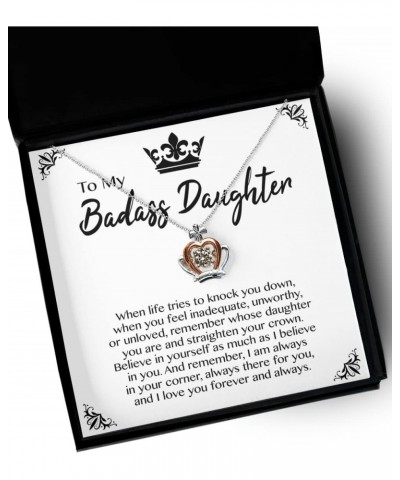 To My Badass Daughter 0.925 Sterling Silver Necklace Gift Daughter Gift From Dad Mom To Daughter Jewelry with Message Card Gi...