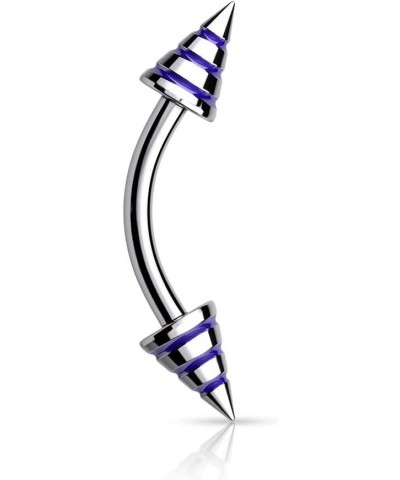 Striped Spikes 316L Surgical Steel Curve Barbells Blue $7.64 Body Jewelry