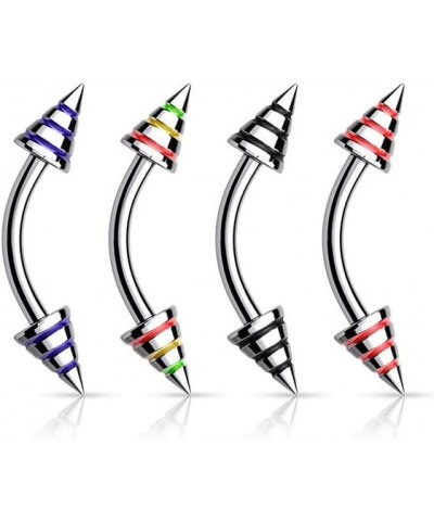 Striped Spikes 316L Surgical Steel Curve Barbells Blue $7.64 Body Jewelry