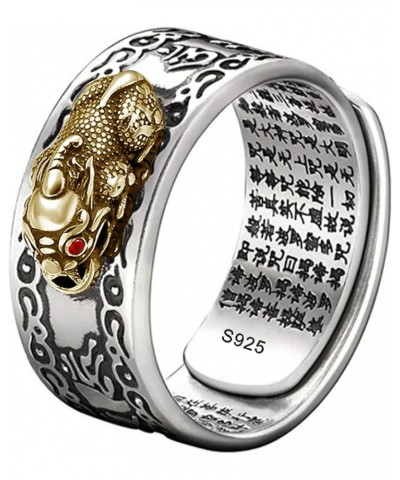 990 Silver Feng Shui PiXiu Adjustable Ring MANI Mantra Protection Wealth Ring LiTi_01_SteringSilver_Gold $24.44 Rings