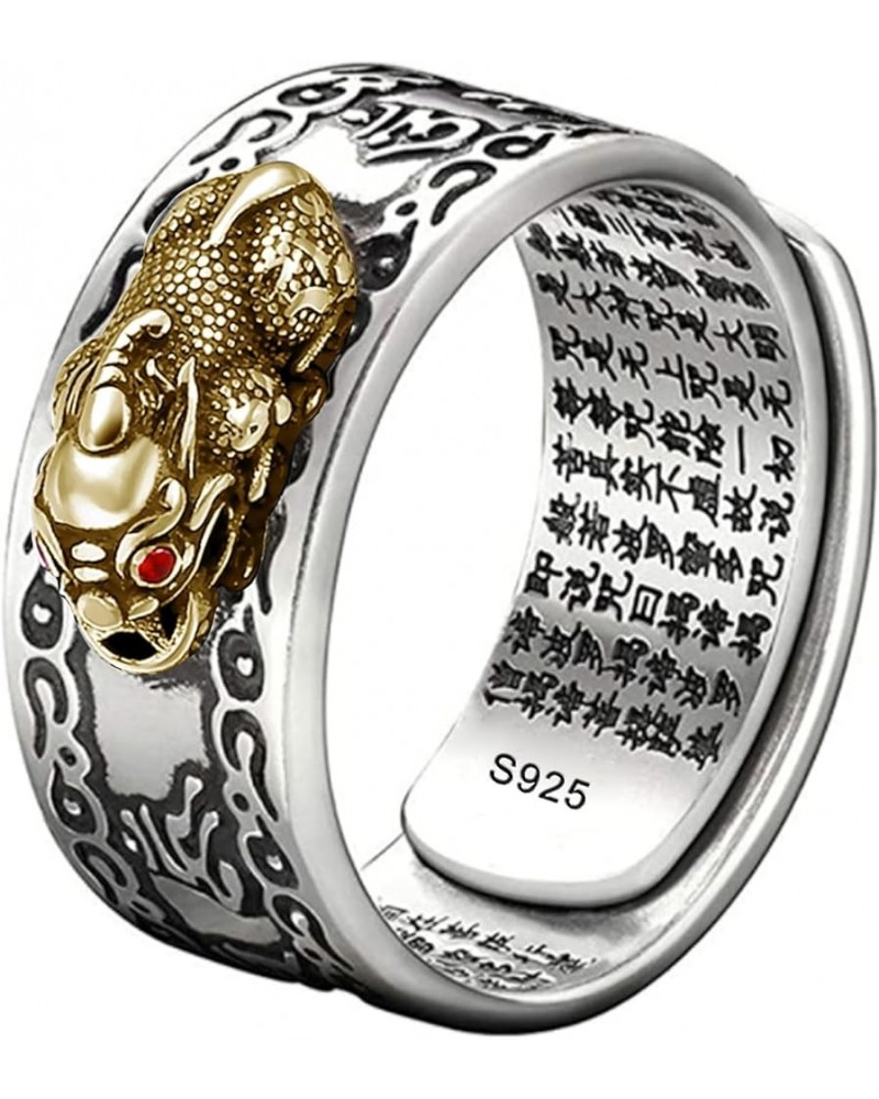 990 Silver Feng Shui PiXiu Adjustable Ring MANI Mantra Protection Wealth Ring LiTi_01_SteringSilver_Gold $24.44 Rings