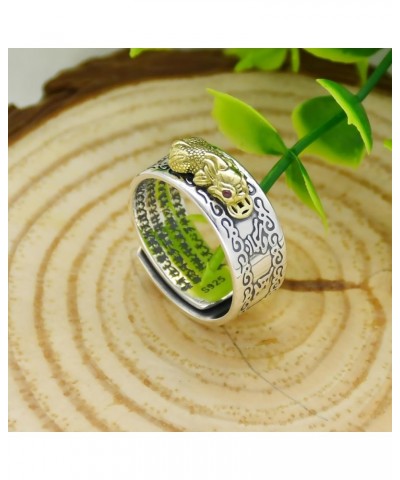 990 Silver Feng Shui PiXiu Adjustable Ring MANI Mantra Protection Wealth Ring LiTi_01_SteringSilver_Gold $24.44 Rings