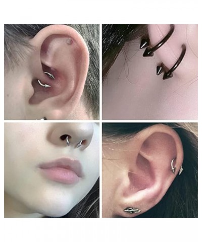 16G Septum Rings Jewelry Clicker and Horseshoe Barbell Stainless Steel Septum Nose Ring Hoop Piercing Jewelry for Men Women 1...