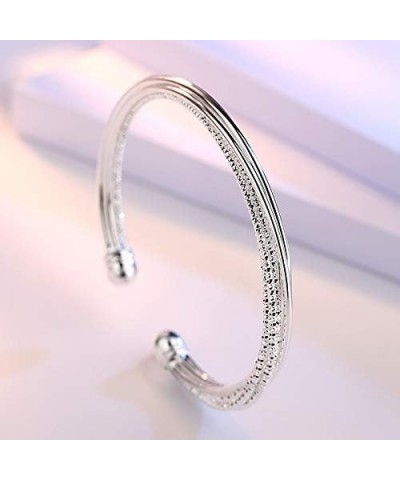 925 Sterling Silver Cuff Bangle Bracelets Adjustable Jewelry Fashion Simple Open Bangles Cuff Jewelry for Women Mom Wife Moth...