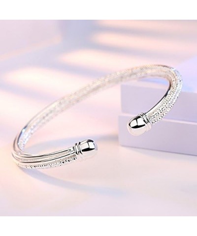 925 Sterling Silver Cuff Bangle Bracelets Adjustable Jewelry Fashion Simple Open Bangles Cuff Jewelry for Women Mom Wife Moth...