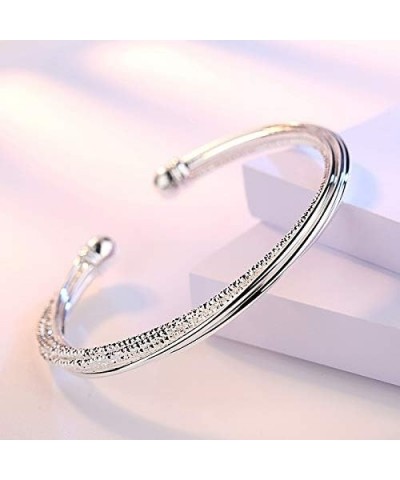 925 Sterling Silver Cuff Bangle Bracelets Adjustable Jewelry Fashion Simple Open Bangles Cuff Jewelry for Women Mom Wife Moth...