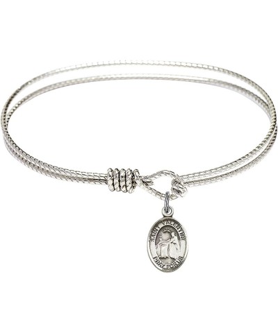 Oval Eye Hook Bangle Bracelet w/St. Valentine of Rome in Sterling Silver 6.25 Inches $27.19 Bracelets